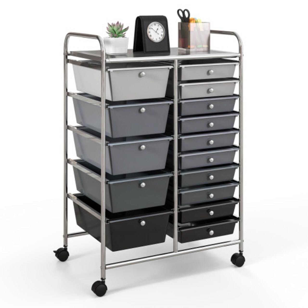 Rolling Storage Cart 15 Drawer Organizer With Wheels Craft Office Supply Organizer Steel Frame Multicolor Drawers